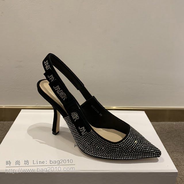 DIOR女鞋 迪奧2021專櫃新款J’ADIOR織帶尖頭涼鞋 Dior水鑽露跟涼鞋  naq1516